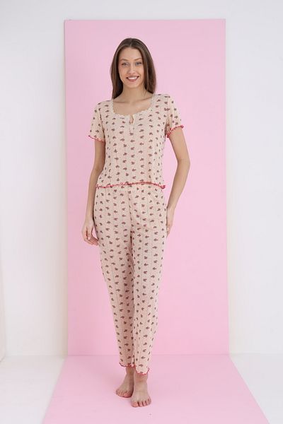ELİTOL Jacquard Viscose Lace Pajama Set