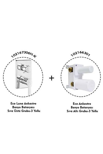 Eca Luna Concealed Bathroom Faucet 2 Piece Set / 3 Way (102167306-K 102166301)