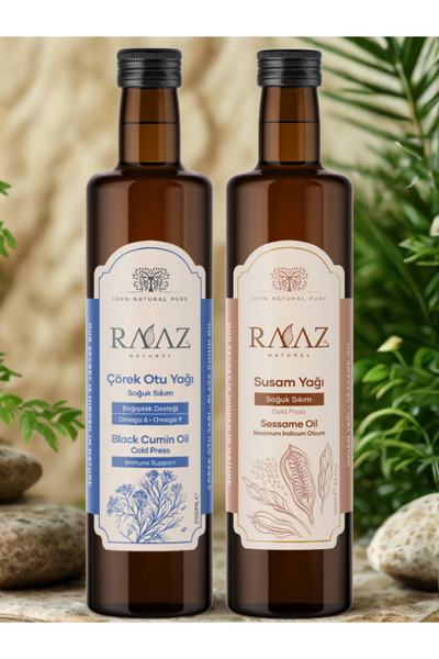 RAAZ Avantajlı 2’li Yağ Seti – Susam Yağı 250 ml Çörekotu Yağı 250 ml %100 Soğuk Sıkım Doğal