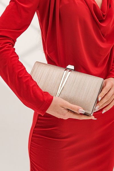 ROZA CANTA Γυναικείο βραδινό φόρεμα με χρυσό λέιζερ Clutch Portfolio βραδινή τσάντα