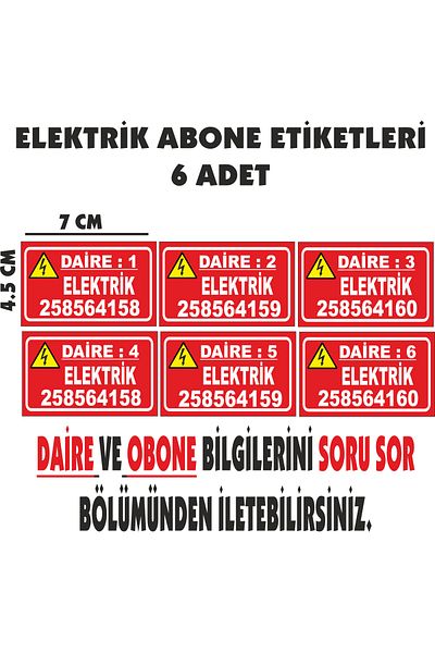 sıradışıhediyem Metal Label Subscriber Number Sticker Electric Subscriber Label Water Subscriber Label Natural Gas Subscriber Back Tape