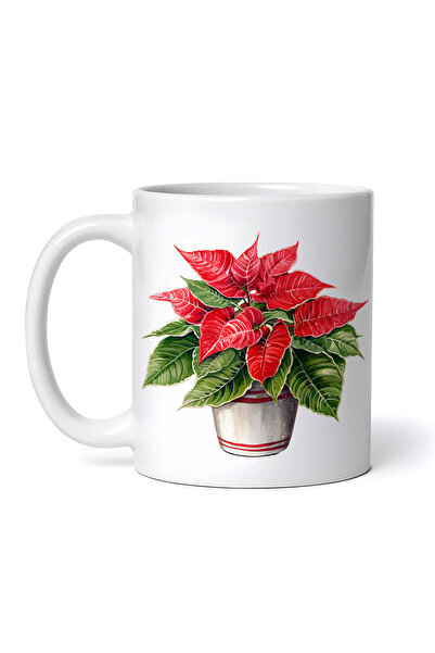 OEM Εξατομικευμένη Λευκή Κούπα, Χριστουγεννιάτικα Λουλούδια Aimee, Inovatix®....