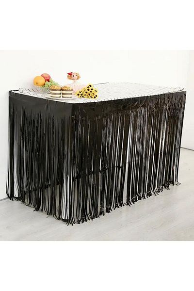 alpmodel Tasseled Party Table Skirt Table Tassel 360X75 Black