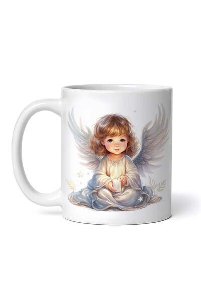 OEM Cană albă personalizată, îngeraș cu lumânare în mână, INOVATIX®. 330ml