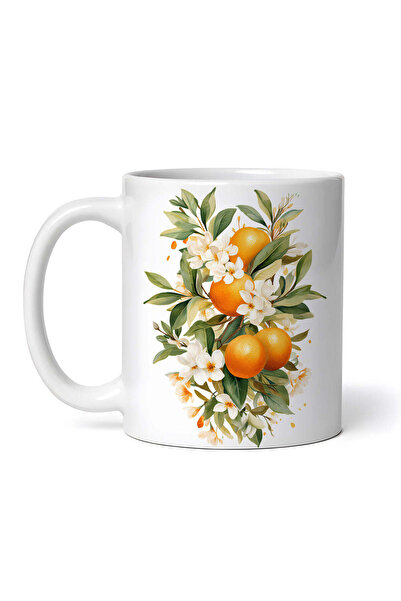 OEM Cană albă personalizată, flori de portocal și fructe, INOVATIX®. 330ml