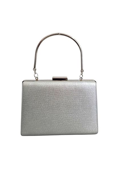 FashionForYou Second-hand bag, SYLVI, clutch type, with removable silver chain and eco-leather, Silver