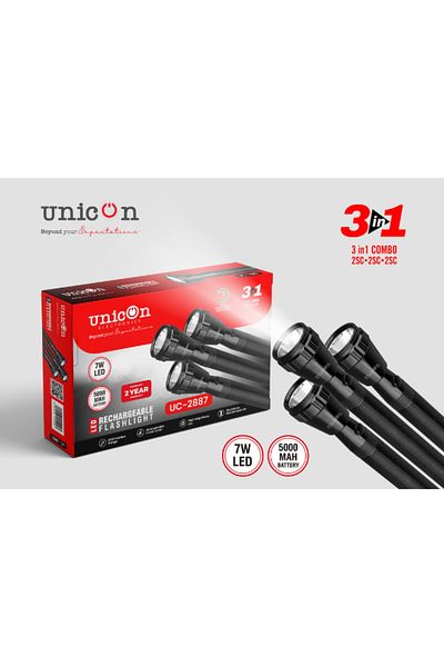 unicon -3-Rechargeable-Led-Flashlight-(UC-2887)