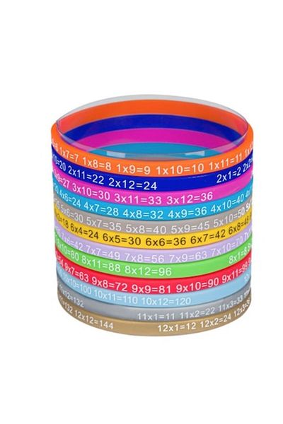 SyaMAG Set 12 Bratari Educative, Colorate, Pentru Copii, Din Silicon, Cu Tabla Inmultirii