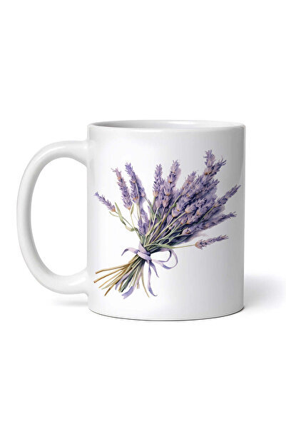 OEM Cană albă personalizată, flori de lavandă, INOVATIX®. 330ml