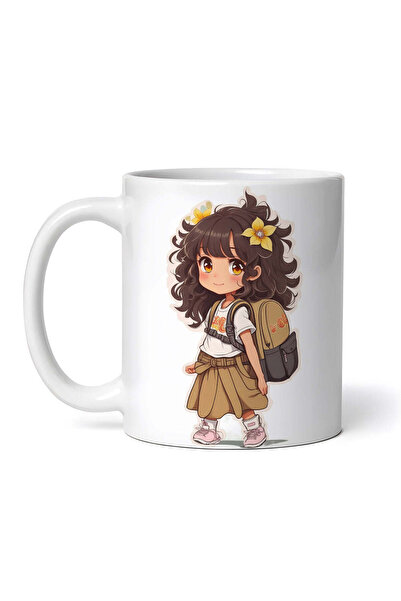 OEM Cană albă personalizată, Fată cu ghiozdan, INOVATIX®. 330ml