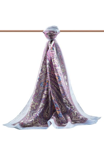 Vissona Σάλι 100% Silk Etro με σχέδιο Baby Blue 92x210