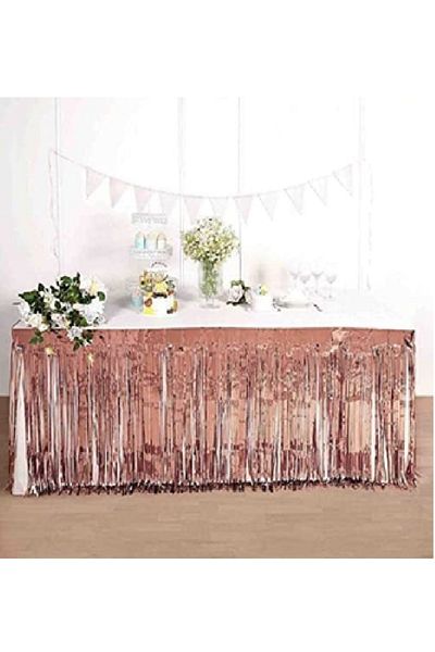 alpmodel Tasseled Party Table Skirt Table Tassel 360X75 Rose Gold