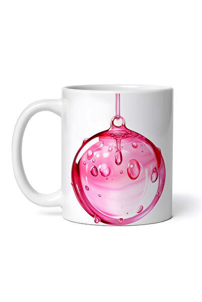 OEM Cană albă personalizată, glob roz cu picături de apă, INOVATIX®. 330ml