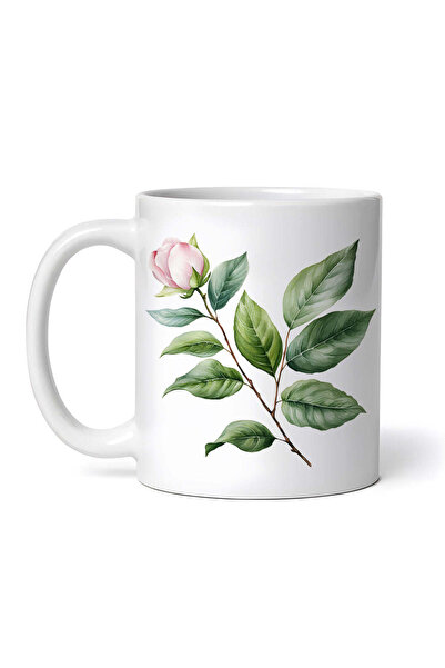 OEM Εξατομικευμένη Λευκή Κούπα, Μοναχικό Ροζ Λουλούδι, Inovatix®. 330ml