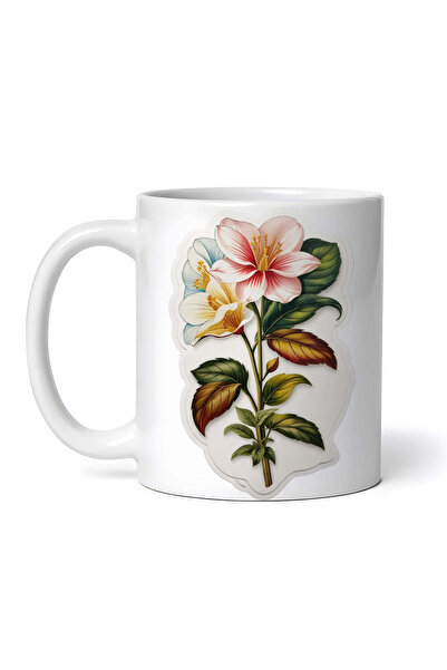 OEM Cană albă personalizată, Flori de papuc de Darwin cu frunze, INOVATIX®. 3...