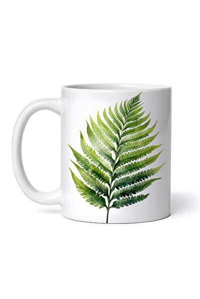 OEM Cană albă personalizată, frunză de ferigă ondulată, INOVATIX®. 330ml