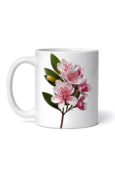 OEM Cană albă personalizată, crenguță de flori de ceară cu flori și frunze, I...