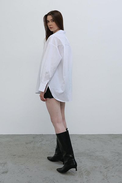 SUN STYLE Cămașă oversize cu mânecă lungă din bumbac