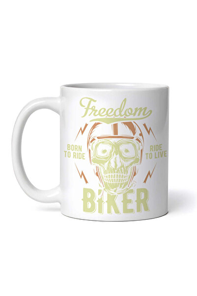OEM Cană albă personalizată, Freedom biker născut să conducă, Ride to live, I...