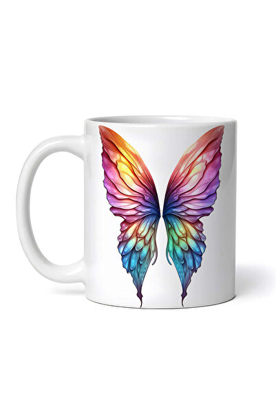 OEM Personalized White Mug, Rainbow Butterfly Crystal, Inovatix®. 330ml