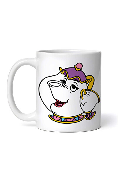 OEM Cană albă personalizată, Frumoasa și Bestia, Doamna Potts, și ceașcă, INO...