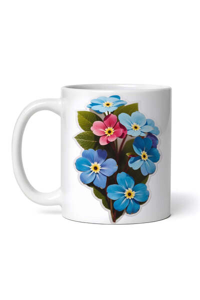 OEM Personalized White Mug, Forget-me-not Flowers, Inovatix®. 330ml