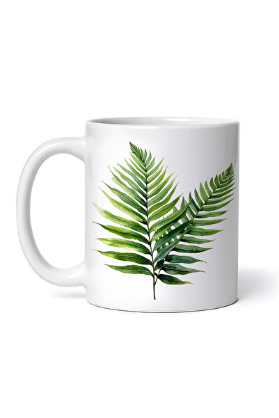 OEM Cană albă personalizată, frunze de ferigă pe tulpină, INOVATIX®. 330ml