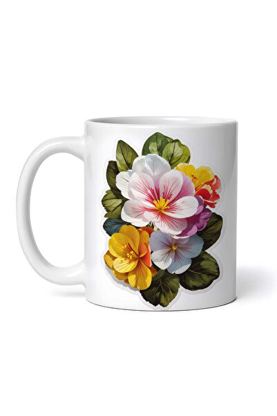 OEM Cană albă personalizată, flori de primula, INOVATIX®. 330ml