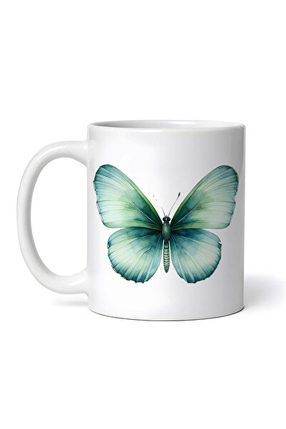 INOVATIX Personalized White Mug, Green Butterfly, Inovatix®. 330ml