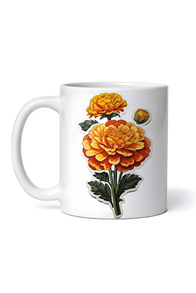 OEM Cană albă personalizată, flori Craite, INOVATIX®. 330 ml