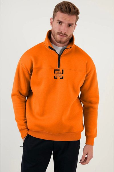 gelirr Oversize Half Zip Collar Special Design Basic Sweatshirt - Orange