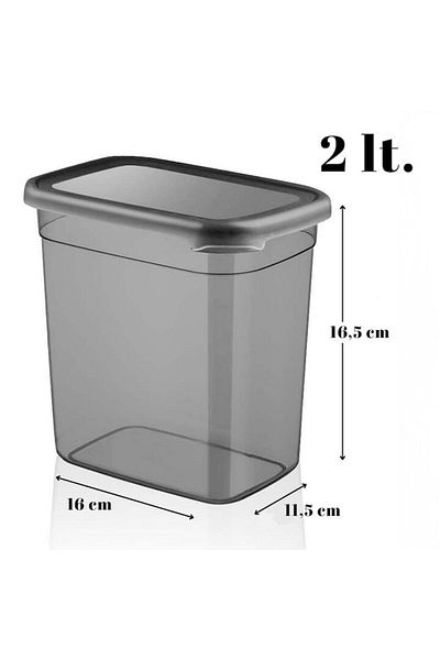 Ginza Maison Set of 6 Jumbo Food Boxes (6X2000 ml), Transparent Anthracite, with 24 self-adhesive gift labels