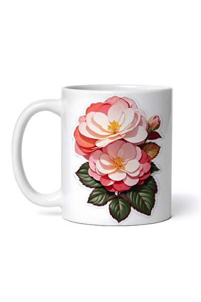 OEM Cană albă personalizată, flori de begonie, INOVATIX®. 330ml
