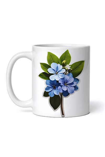 OEM Cană albă personalizată, floare de dragoste Plumbago cu frunze, INOVATIX®...