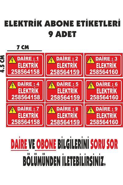 sıradışıhediyem Metal Label Subscriber Number Sticker Electric Subscriber Label Water Subscriber Label Natural Gas Subscriber Back Tape