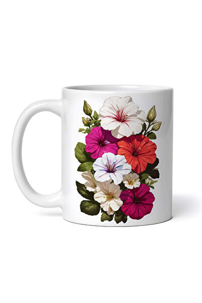 OEM Cană albă personalizată, flori de petunie cu boboci, INOVATIX®. 330ml