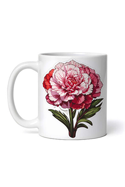 OEM Cană albă personalizată, floare de garoafă, INOVATIX®. 330ml