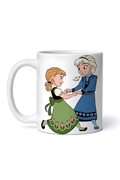 OEM Cană albă personalizată, Frozen Anna și Elsa dansând, INOVATIX®. 330ml