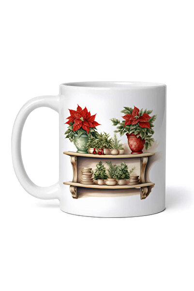 OEM Εξατομικευμένη Λευκή Κούπα, Χριστουγεννιάτικα Λουλούδια Amelia, Inovatix®...