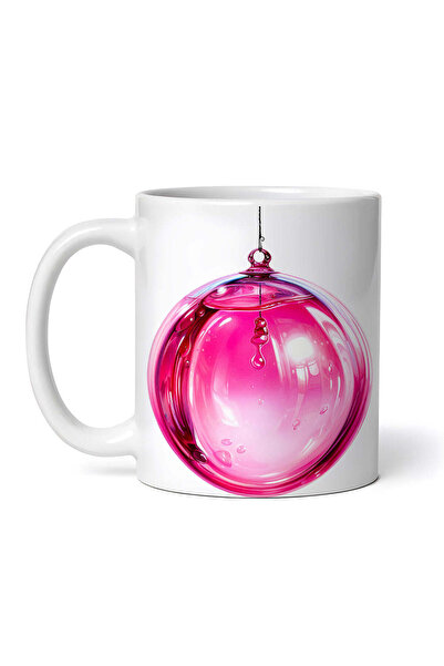 OEM Cană albă personalizată, glob roz de Crăciun, INOVATIX®. 330ml