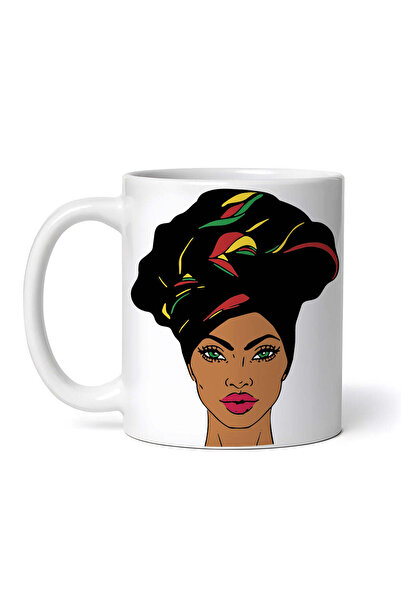 OEM Cană albă personalizată, Femeie Afro cu turban colorat, INOVATIX®. 330ml