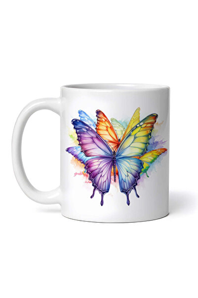 OEM Personalized white mug, Rainbow Butterflies Love, INOVATIX®. 330ml