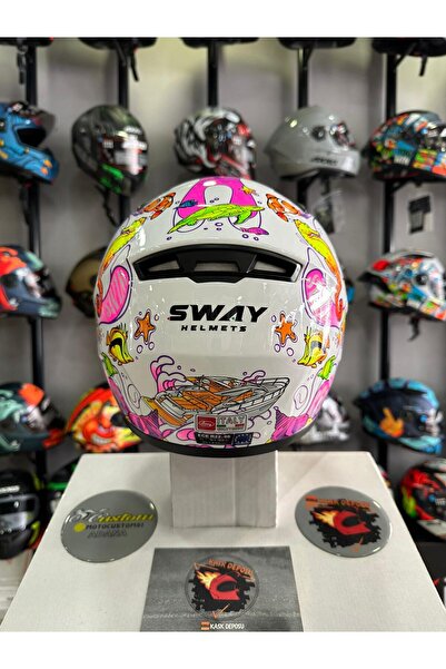 Sway Sw 815k Ocean White Pink Full Face Çocuk Kaskı Sertifikalı
