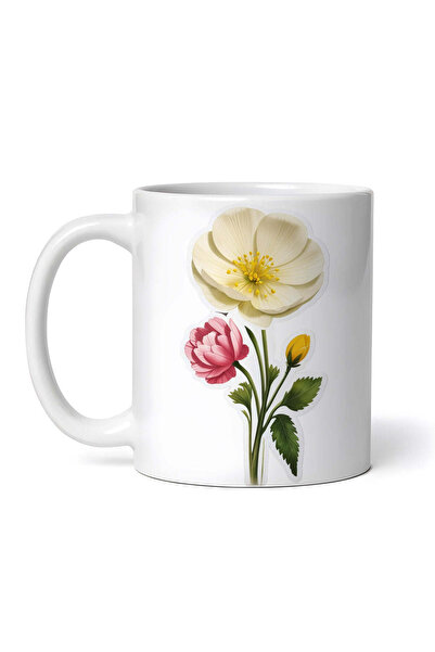 OEM Εξατομικευμένη Λευκή Κούπα, Λουλούδια Βατόμουρου με Μπουμπούκια, Inovatix...