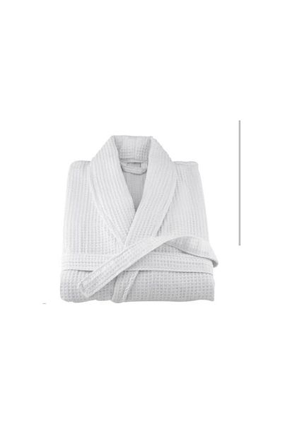 VİLERA HOME Hotel Series Unisex Waffle Pattern White Pique Bathrobe