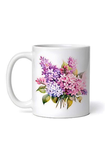 OEM Personalized white mug, Chloe lilac flowers, INOVATIX®. 330ml