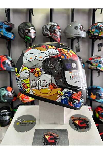 Sway SW 815K CAT White Yellow Full Face Çocuk Kaskı