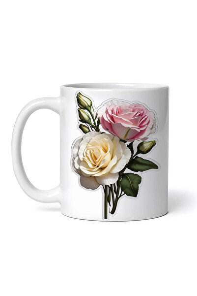 OEM Cană albă personalizată, flori de Lisianthus cu boboci, INOVATIX®. 330ml