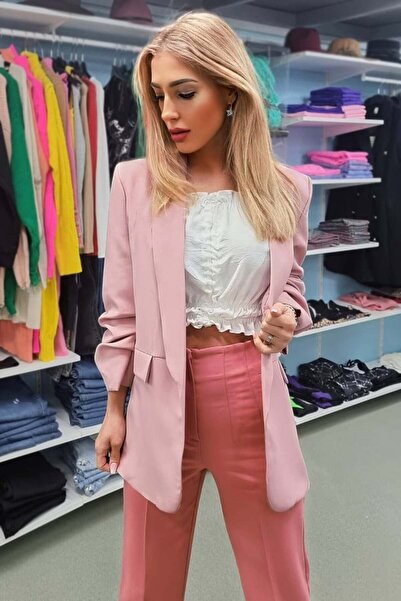 FashionForYou Sacou Gabrielle, cu maneci trei sferturi, Roz pal