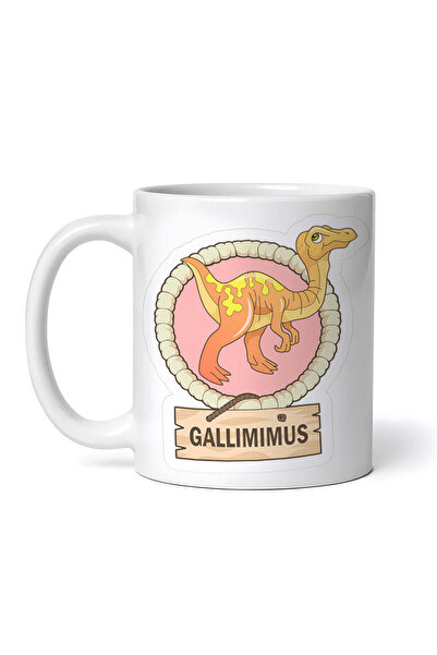 OEM Cană albă personalizată, dinozaur Gallimimus, INOVATIX®. 330ml